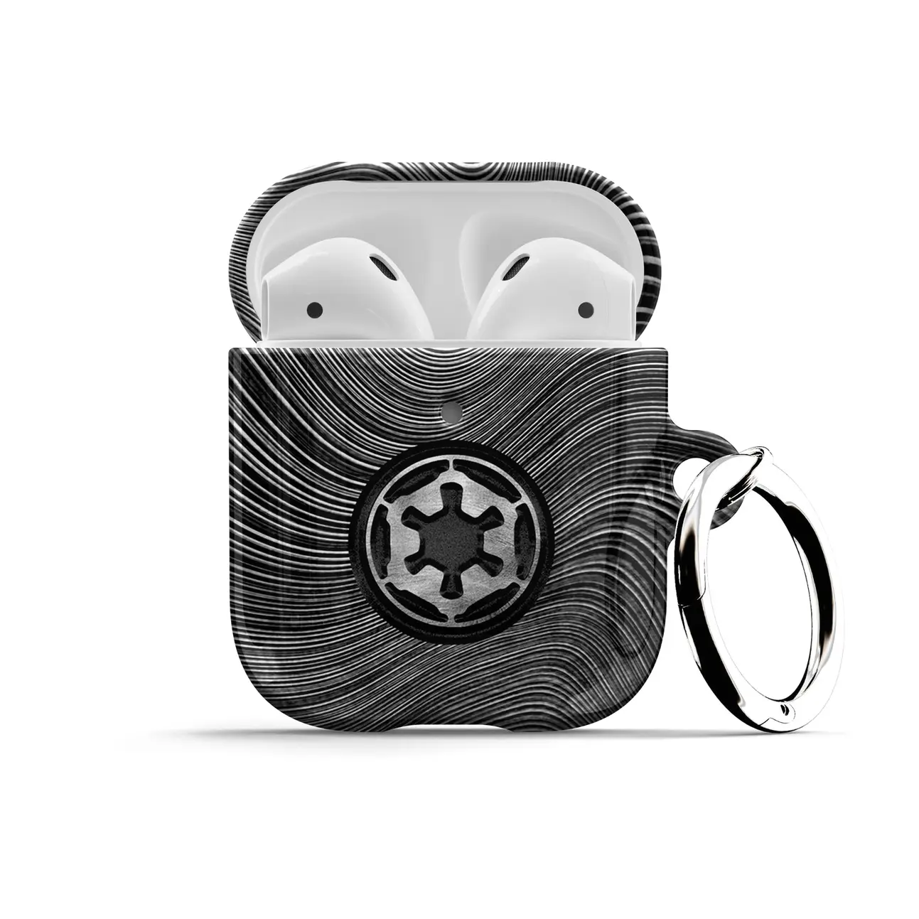Beskar Imperial AirPods Case Silver Edition - For Apple AirPods 1 2, AirPods Pro Air Pod Star Metal Carabiner Keychain Ring Men Wars