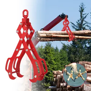 GARVEE 28-Inch Heavy Duty Log Lifting Tongs with 4 Claw Timber Grip, 360° Swivel Dragging, Anti-Slip Wooden and Steel Construction for Tractors, Skidders, Firewood, and Lumber Handling