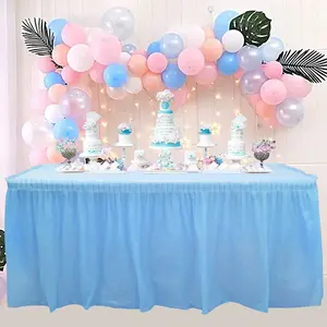 Disposable Table Cover, Disposable Tablecloth with Table Skirt, Table Decoration for Wedding, Birthday Party, Baby Shower, Ornaments