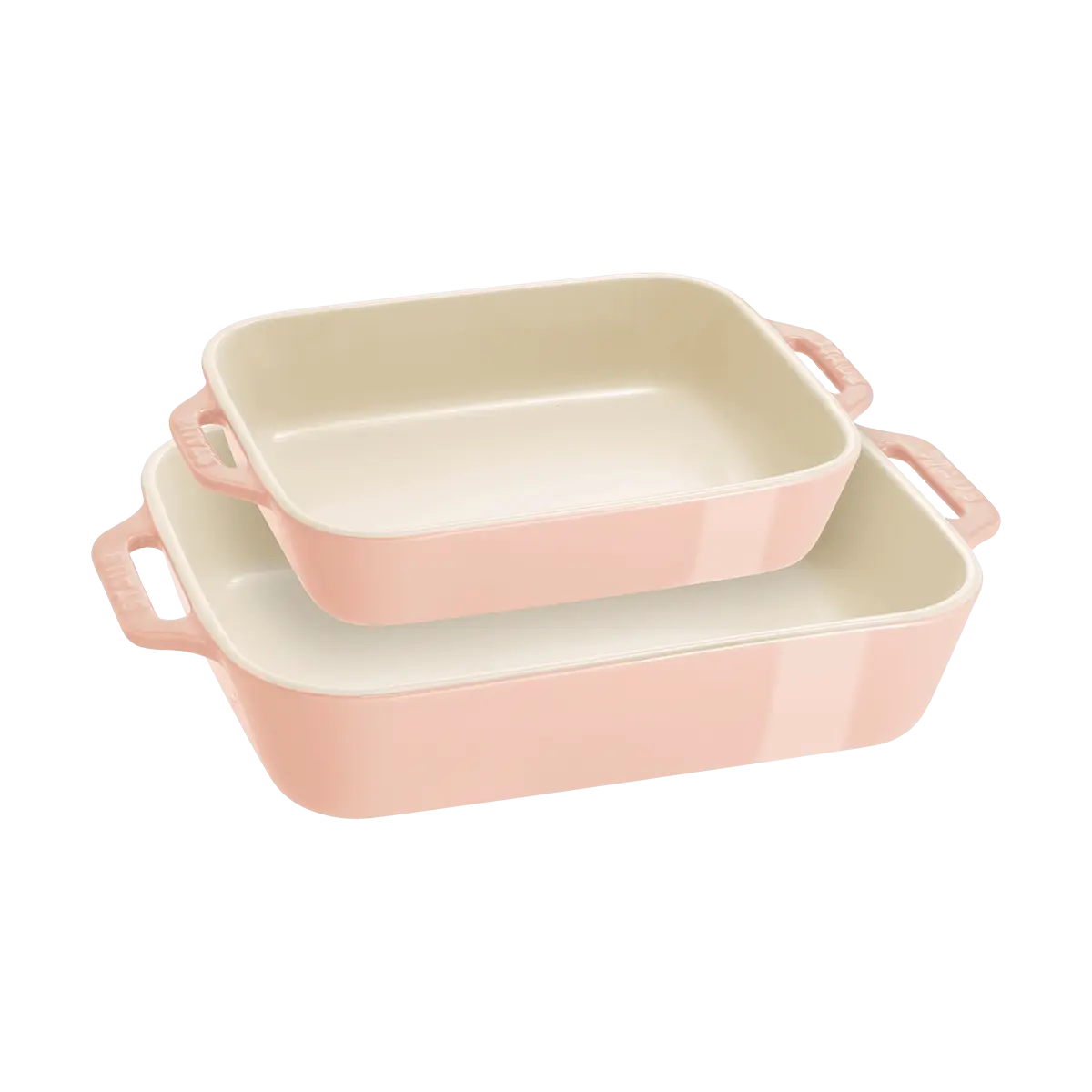 Staub Rectangular Baking Dish Set 2pc - Pastel Pink Ceramic Ovenware for Roasting & Baking