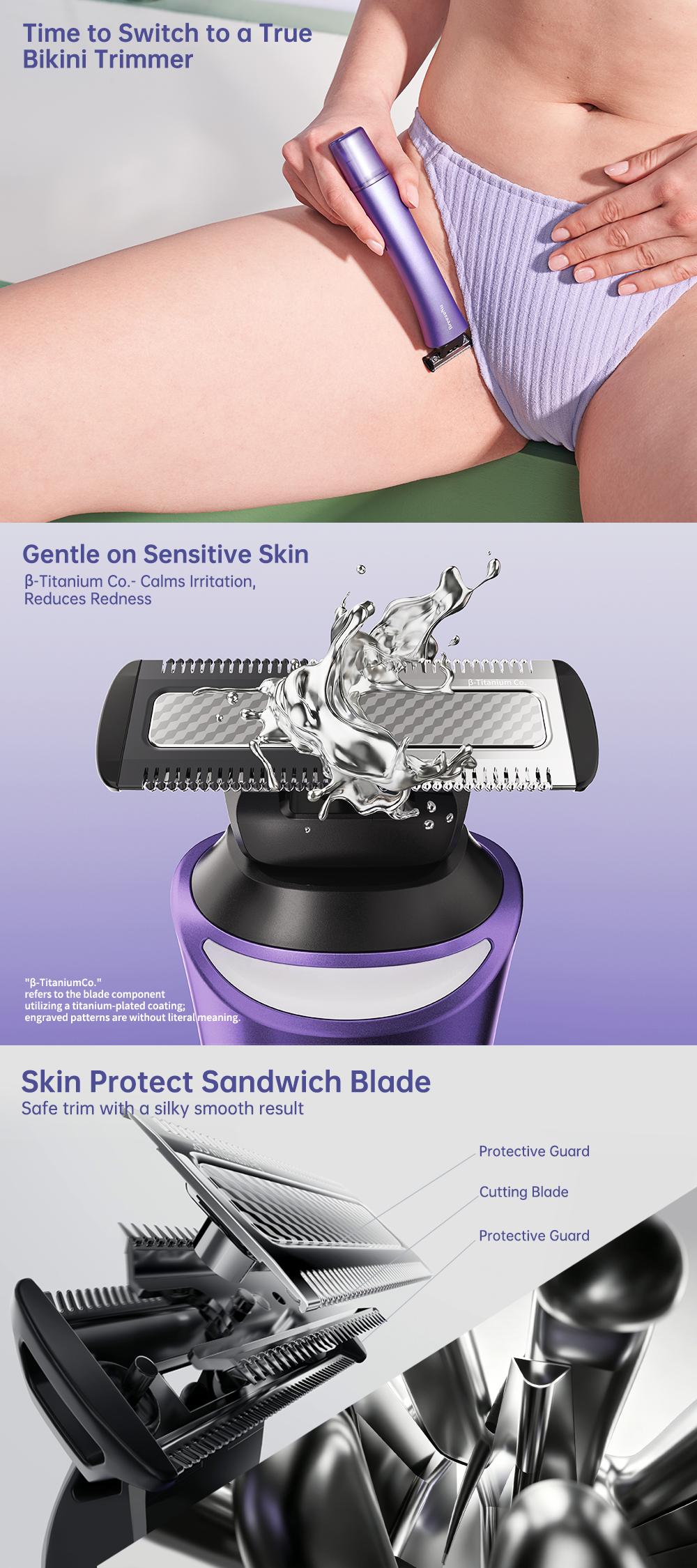 BreezeNu Bikini Trimmer for Women, Electric Shaver and Razor Rechargeable 2-in-1 Body and Facial Epilator, Dual Heads for Painless Trimming of Pubic Hair, Face, Underarms and Legs, Waterproof IPX7 Wet & Dry Use, Summer Self Care Gift BreezeNu Bikini Trimmer for Women, Electric Shaver and Razor Rechargeable 2-in-1 Body and Facial Epilator, Dual Heads for Painless Trimming of Pubic Hair, Face, Underarms and Legs, Waterproof IPX7 Wet & Dry Use, Summer Self Care Gift