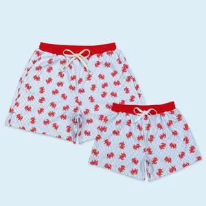 Kids boys summer beach wear crab design swim trunks