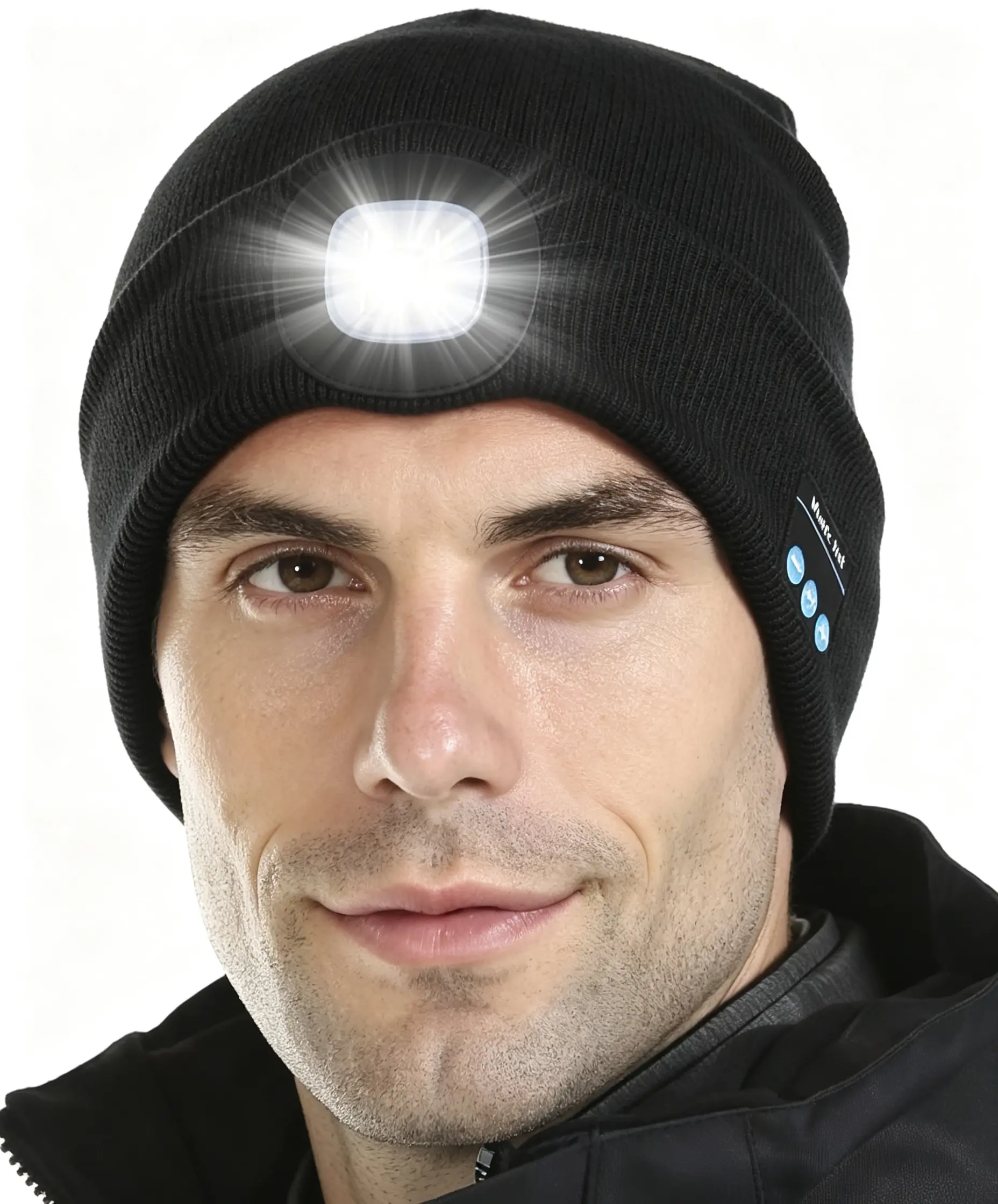 Unisex LED Beanie Hat with Built-in Headlamp, USB-C Rechargeable Hands-Free Winter Knit Cap, Ideal for Night Walking & Fishing, Christmas/Birthday Gift for Men Dads, Usb Recharge