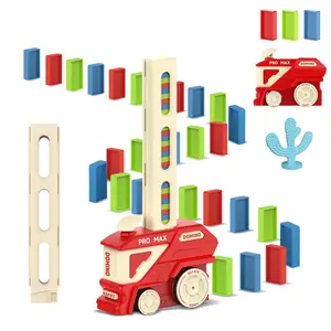 Automatic Domino Train with 60 Dominos Early Educational Toys Train DIY Building Blocks Christmas Birthday Gifts