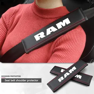 2pcs PU Leather Car Truck Seat Belt Cover Shoulder Protection Pad Interior Accessories For Dodge RAM 1500 2500 3500 2021 2020 2019 2018 2017 2016 2015 Car Interior Accessory
