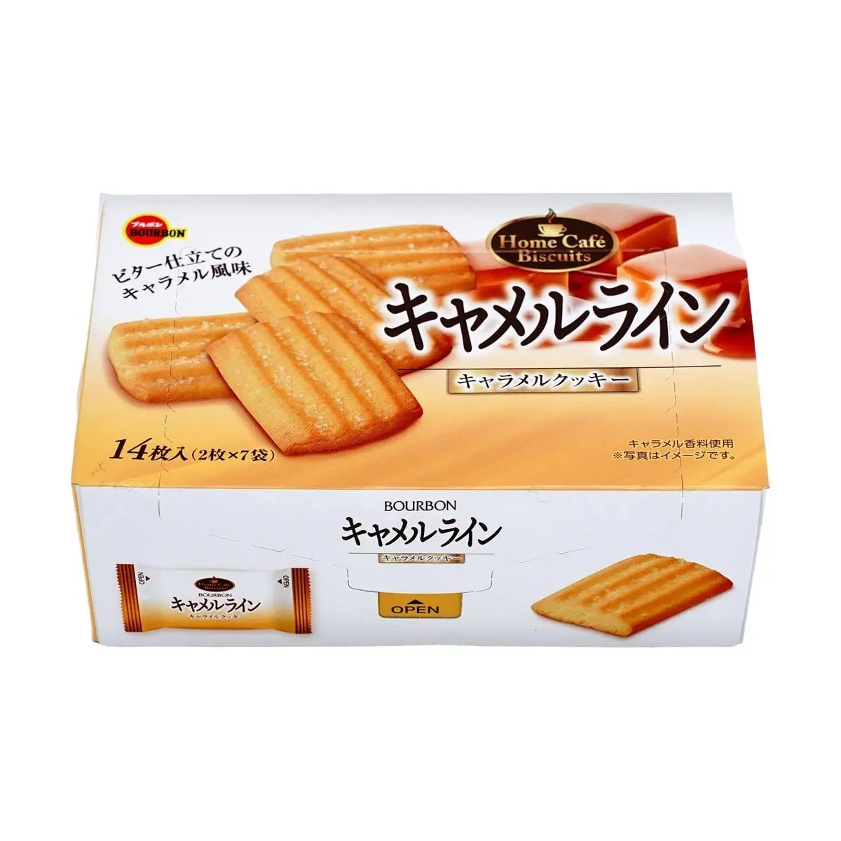 BOURBON Caramel Cookie 14pcs 100g - Japanese Sweet Snack, Crispy Biscuit Treat