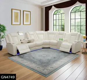 Modern Off-White Breathable Faux Leather 3-Piece Living Room Recliner Sofa Set - Equipped with Cup Holders, Power Footrests, and USB Charging Ports