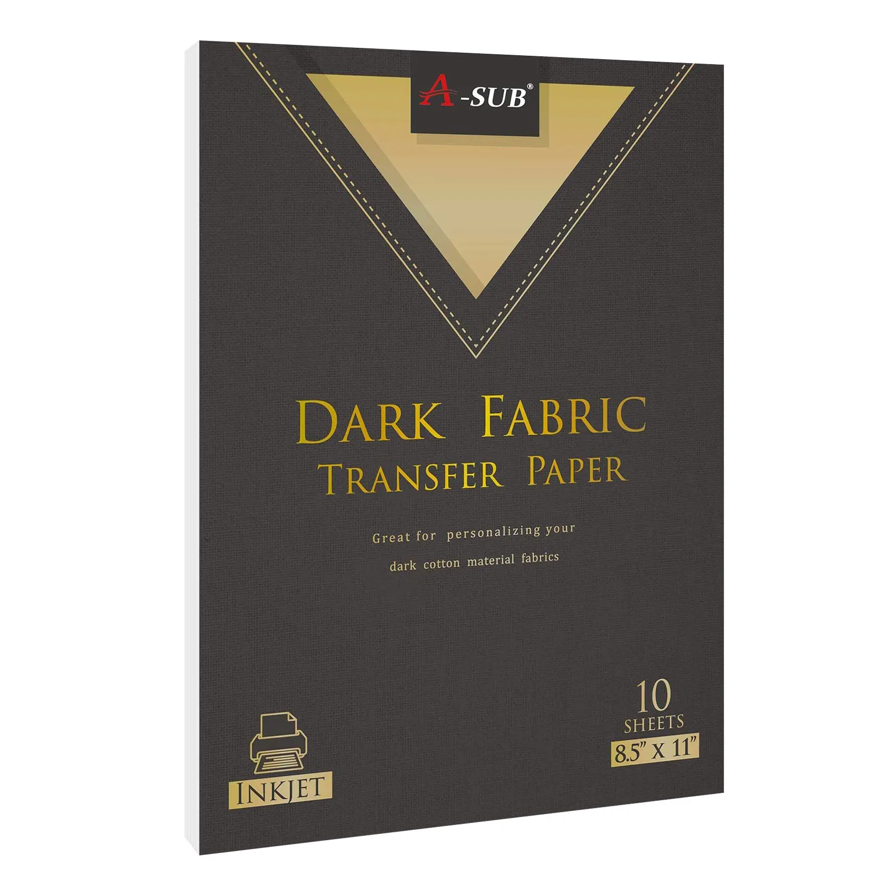 A-SUB can print HTV, suitable for inkjet printers, suitable for dark fabrics, 10 pieces, size 8.5x11 inches, can be used for making custom T-shirts, handbags and bags, DIY Craft Paper