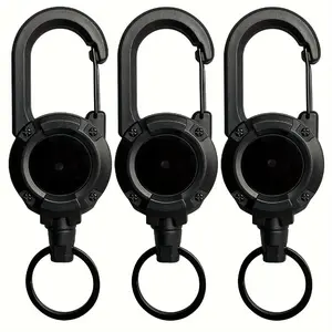 3 Pack Retractable Keychains with Safety Storage Box, Durable Abs Steel Chain, Compact Design for Outdoor & Home Use, Keychain For Bags