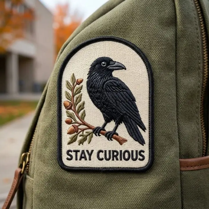 Raven Iron On Patch Embroidered, Crow Black Nature Bird Badge