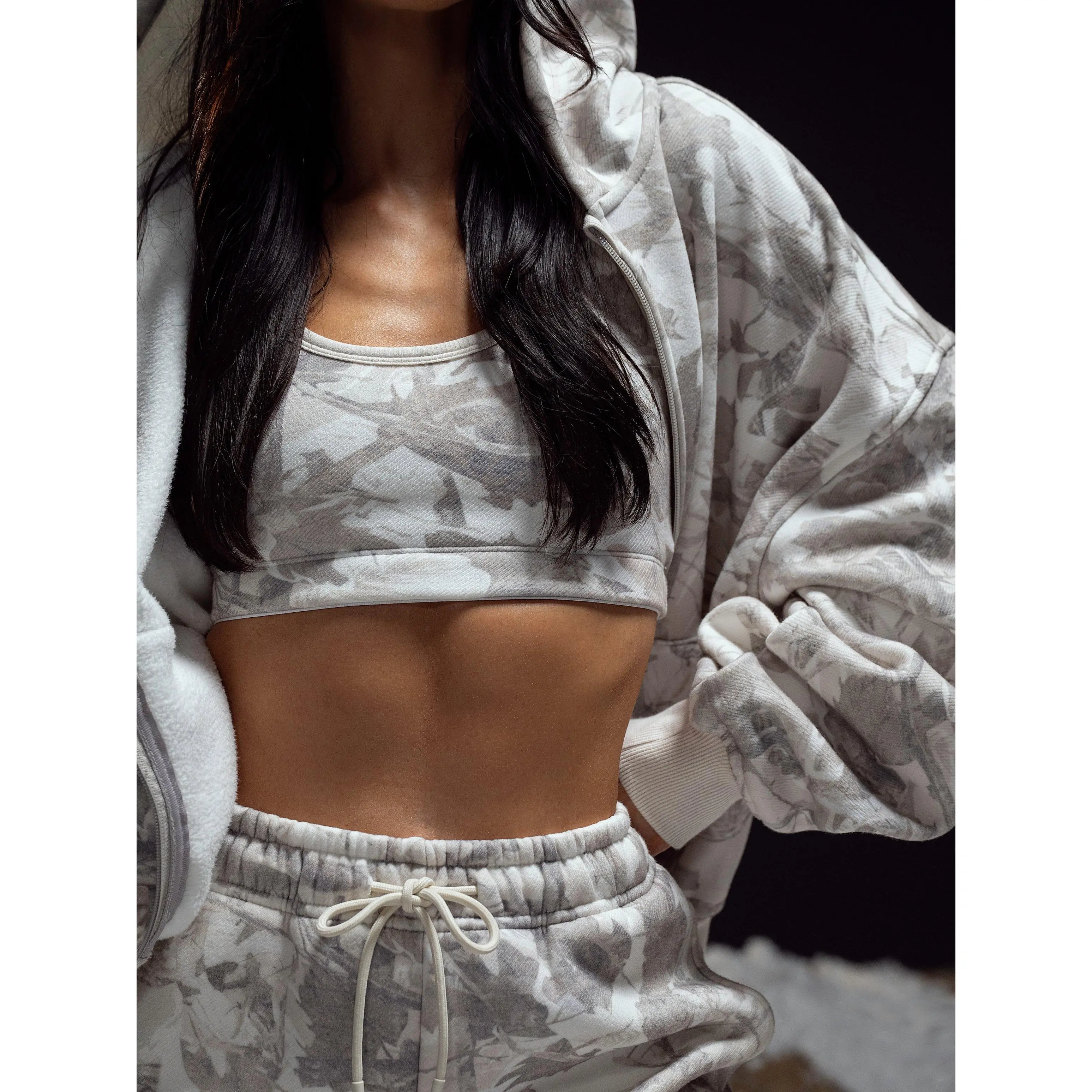 Plush Fleece Bralette - Snow Camo