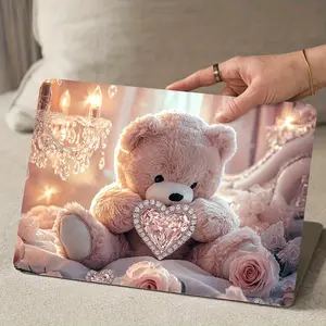 2PC Teddy Bear Vinyl Laptop Case Sticker, Scratch Resistant DIY Art Case, Universal Netbook Skin Sticker Non-reusable Laptop Ski, Decorative Cover