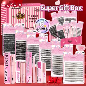 Individual False Eyelashes Kit, 1 Set Mixed Length & Style Natural Look Diy Eyelash Extensions, Self Grafting Curl Eyelashes, Puff Lash Clusters, Eye Makeup Enhancement Tool, Cosmetic