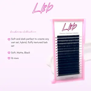LBD Cashmere Lash Collection Eyelashes Soft and Dark for Wet Set, Hydrated, Fluffy Textured Lash Set - 16 Rows - Makeup