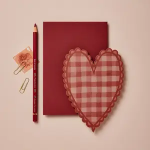 {Wanderlust Paper Co} Mini Card :: Red Gingham Heart