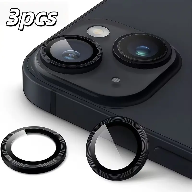 3-Piece - Exquisite CD-Textured Mobile Phone Lens Protector - Suitable for iPhone 17/16/15/14/13/12/11 Smartphone Glass Lens Protector - Scratch-resistant, Protective and Practical Cellphone Accessories Protection
