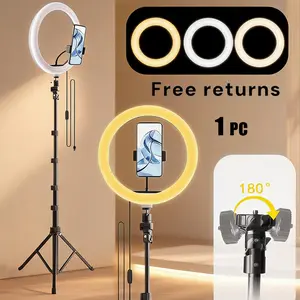 12 Inch LED Ring Light Kit with 17-63" Extendable Tripod Stand - 3 Color Temperature Modes Dimmable Circle Light for YouTube Podcast, TikTok Live, Makeup Studio & Video Conference Lighting#SummerWins#Fathersdaygift