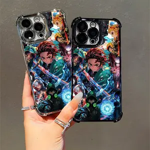 Anime Fans iPhone Case Halloween Gift Compatible with iPhone 11/12/13/14/15/16 (Pro Max/Plus) Features Popular Characters from Demon Slayer Jujutsu Kaisen Chainsaw Man Vibrant Artwork Durable Protective Full Coverage Stylish Design for Men Women