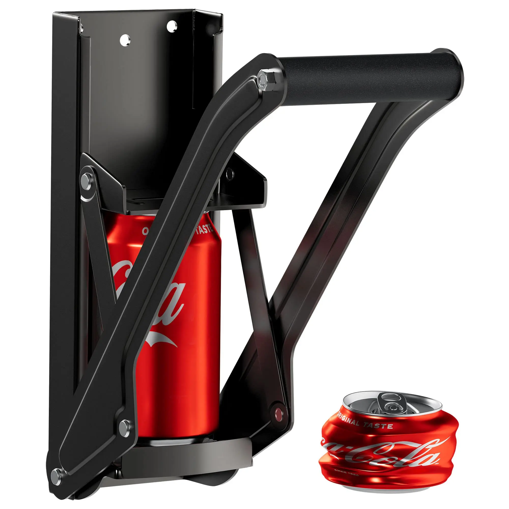 Heavy Duty Wall-Mounted 16oz 500ml Can Crusher Utensil - Functional High Leverage Beer & Soda Tin Crusher with Bottle Opener, Non-Slip Grip, Aluminum Recycling Tool for Home Use, Utensils, Reusability