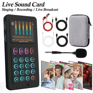 On site handheld sound card, voice converter, and mixer, with multiple sound effects, integrating singing/recording/streaming functions, compatible with PC/phone/PS4/PS5/Xbox One/laptop, black, Live Sound Card