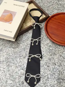 Original Elegant Commuter Style Tie, Adjustable Lazy Design, Pearl Bead Decoration, Perfect for Wedding, Office, Formal Events