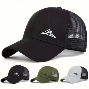 Unisex Mountains Embroidered Baseball Cap Mesh Hat Outdoor Sport Adjustable Sunscreen Leisure Hat Spring Autumn Travel Tourism Beach Vacation