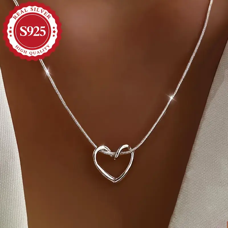S925 sterling silver heart-shaped pendant necklace, simple and luxurious heart-shaped necklace, suitable for daily gatherings and weddings, luxurious wedding&anniversary gifts, exquisite design wearing accessories