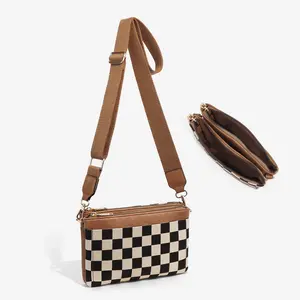 Women's Fashionable Plaid Pattern Crossbody Bag, Casual Versatile Zipper Shoulder Bag for Daily Used, Everyday Bags,Hihg-quality Trendy Casual Commuter Bag, Purse Women, Crossbody Purses