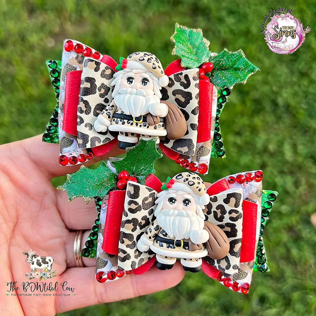 Leopard Santa Christmas Pigtails