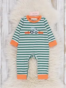 Pumpkin Tractor Express Striped Romper