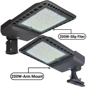 200W LED Parking Lot Shoebox Pole Lights 28000Lumen Bright Dusk to Dawn IP65 Waterproof Floodlights for Street 100-277V Commercial Security Exterior Lighting Yard Driveway Garage Park 150 Beam Angle