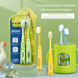6-Pack Kids Dinosaur Toothbrush Set, Soft Nylon Bristles, Anti-Slip Handle, Gum Protection, Fine Head for Primary School Children 3-12 Years, Unisex, Home Dental Care