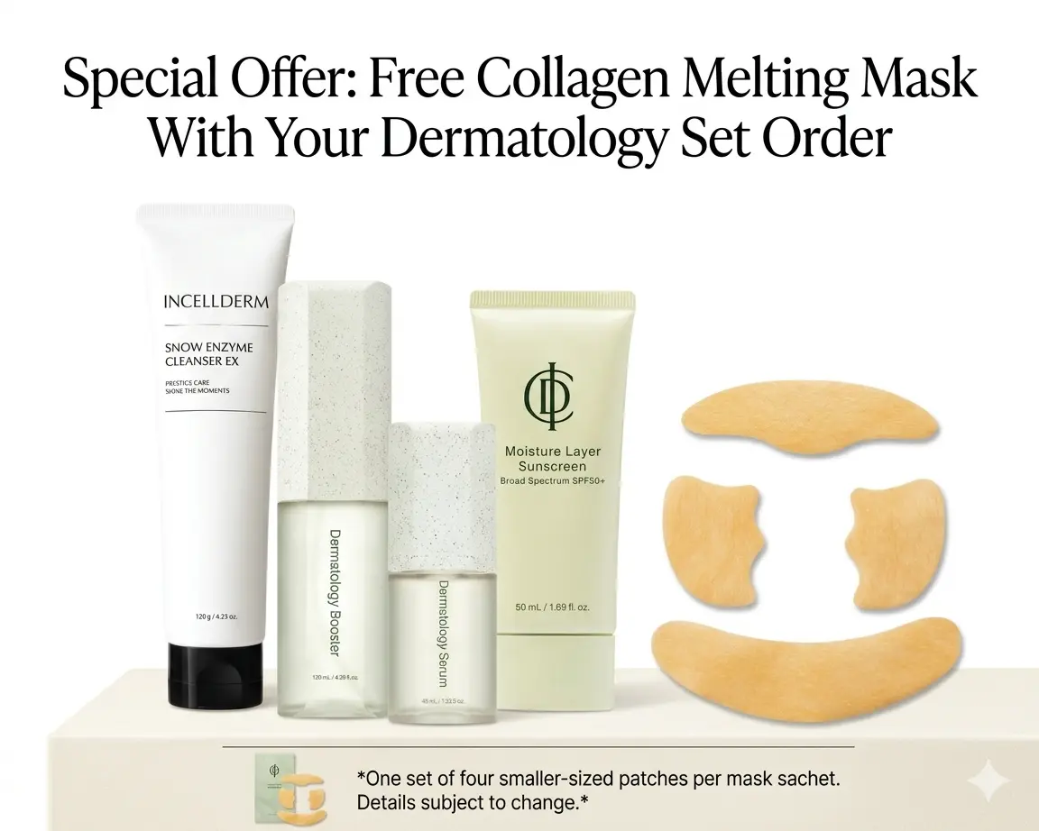 INCELLDERM Dermatology Serums Set, Moisture-Boosting Skincare Kit + Free Collagen Melting Sheet Mask