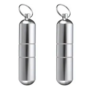 2Counts/Set Mini Metal Keychain Storage Canister Ultra Light Durable Portable Seal Box Essential Outdoor Camping Hiking Gear Compact EDC Accessories Multi Functional Organizer