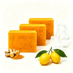 Honey Lemon Turmeric&KojicAcid Brightening Soap for facial and body cleansing, suitable for both men and women