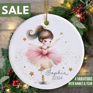 Personalized Girls Ballerina Ornament 2024, Custom Dance Ornament, Ballet Ornament, Girls Christmas Ornament, Ballet Gift for Dancer (Please note the name you want to customize or send it to me via message)