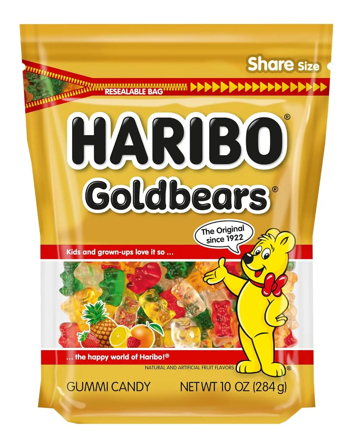 (Pack of 6) HARIBO Goldbears Gummi Candy - 10 oz Resealable Bags, Assorted Flavors, Sweet Snack
