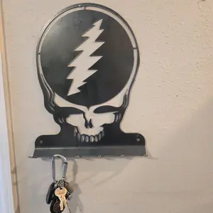 Grateful Dead Stealie Key & Coat Hanger - Metal Wall Mount with Iconic Skull Design for Secure Key Storage