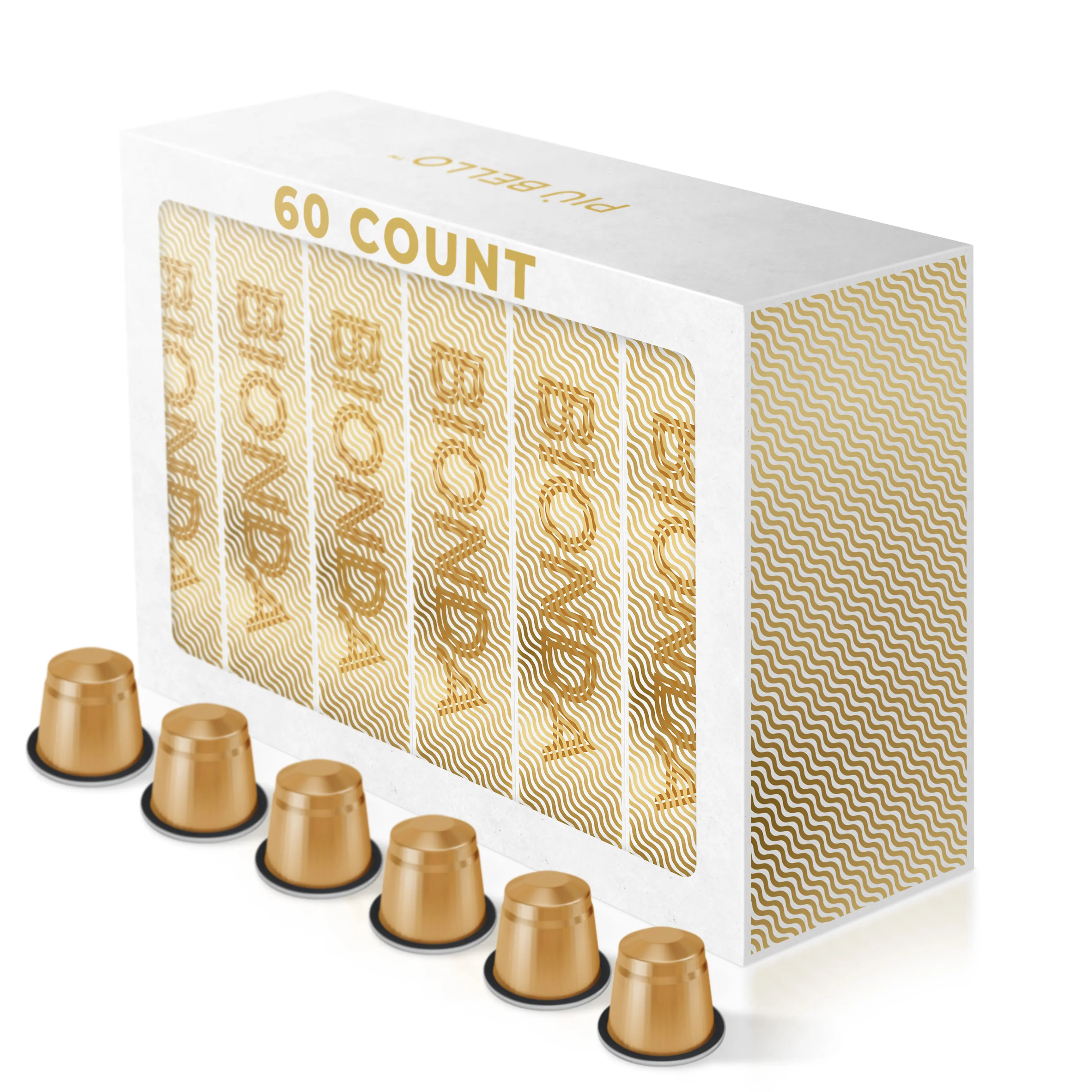 Piu Bello Espresso Bionda Coffee Pods - Nespresso Machine (Original) Compatible Capsules Pack - Rich & Balanced Taste - Strong Italian Espresso Flavored - Kosher Certified (60 Count Single Flavor)