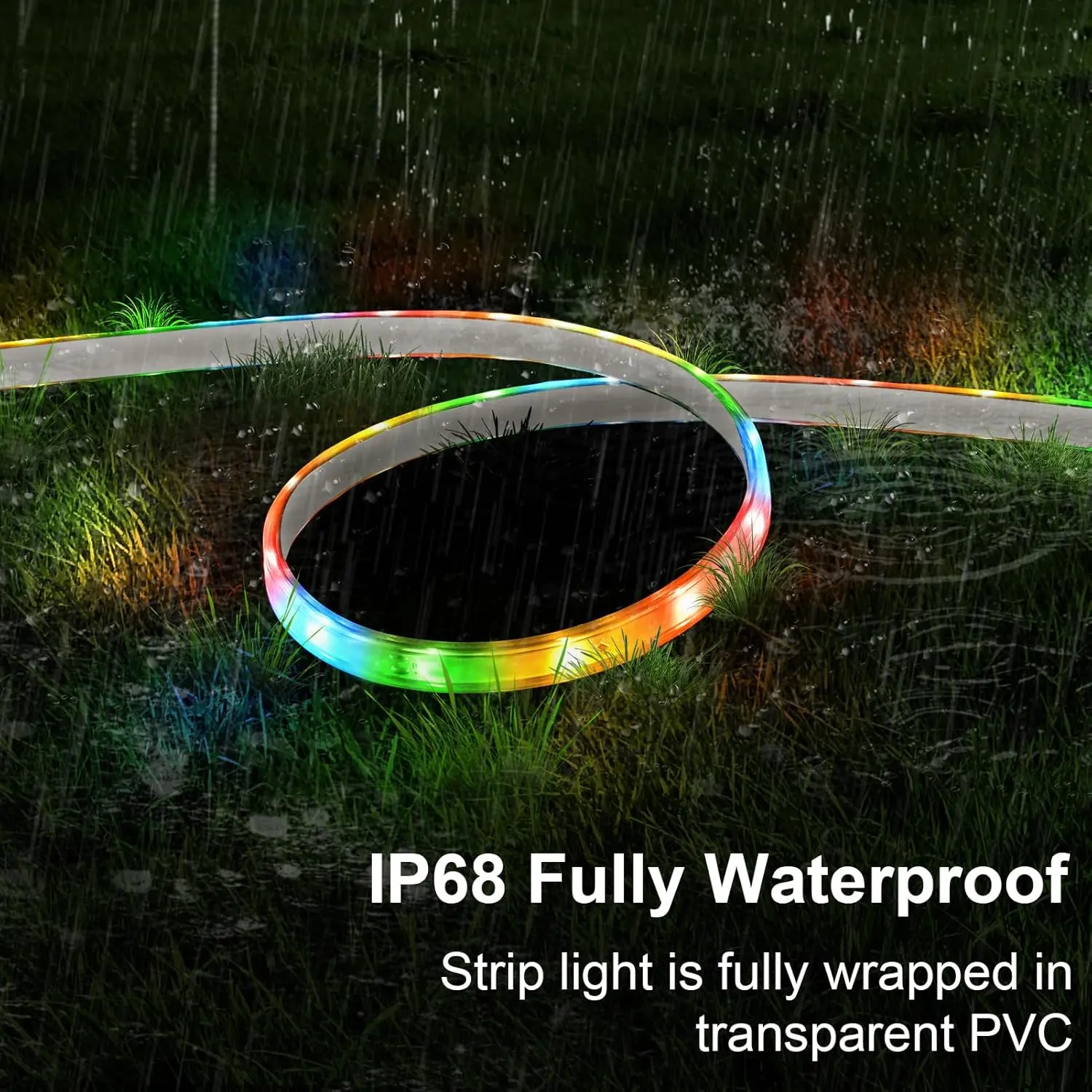 32.8Ft Dual Color Changing Solar LED Strip Lights Outdoor, IP68 Waterproof Strip Lights with Timer Remote, Self-Adhesive Cuttable Light Strip for Yard Garden Decor (Warm White & Multicolor)