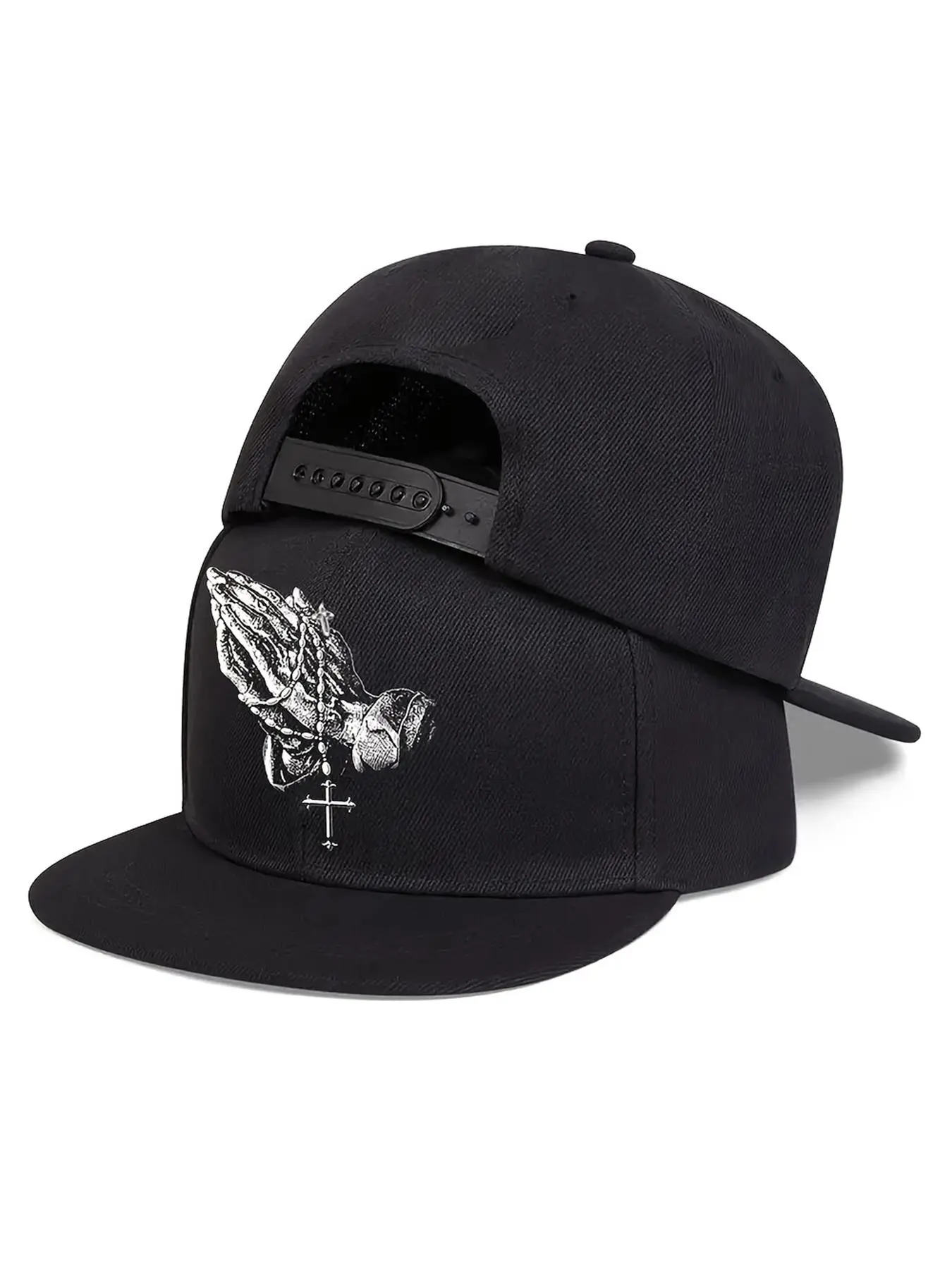 Unisex Street Trend Cross & Prayer Print Baseball Cap, Casual Trendy Adjustable Hat, Fashionable Hat for Men & Women for All Season, Adjustable Snapback Cap, Adjustable Streetwear Hat, Hat with Cross