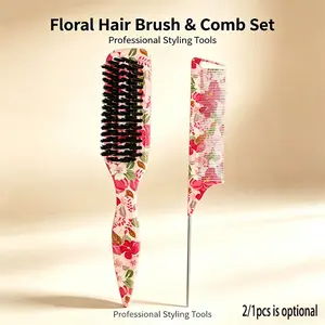 2/1 pcs of Flowers-print Pointed-tail Floral Styling Combs, Parting Comb. The wide rat-tail design enables precise sectioning! Achieve smooth ponytails and sleek hair, and effortlessly manage flyaways and hair edges.