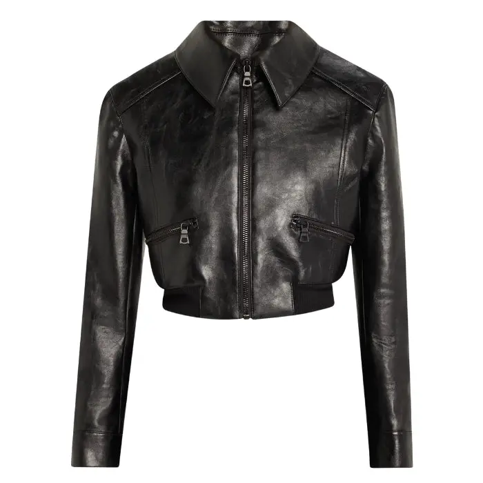 Elara Sculpted Fit Cropped Leather Jacket