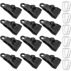 24pcs Heavy Duty Tarp Clips with Carabiner, Adjustable Lock Grip Thumb Screw Tent Fasteners for Camping, Awnings, Caravan Canopies, Tent Accessories, Tents Camping, Outdoor Camping Equipment