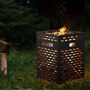 Aoxun 63 Gallon Ultra Thick Burn Barrel for Yard Waste Heavy Duty Outdoor Incinerator Drum with Burn Cage for Paper Leaves Trash & Wood 27.9" Metal Matte Finish Modern Style