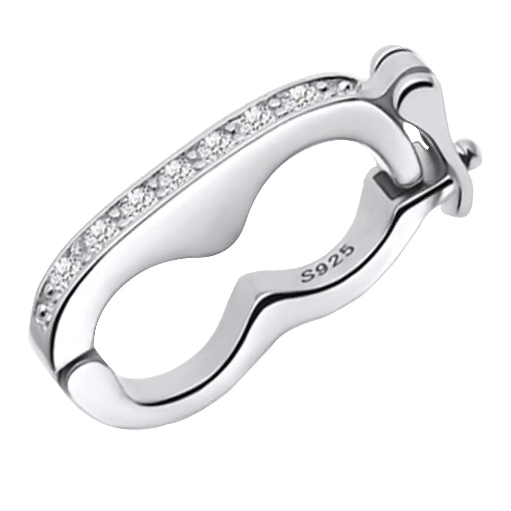 OHINGLT 925 Sterling Silver Necklace Clasp,Pearl Enhancer Push Clasp with Secure Lock,Strand Shortener Openable Lock Extender for Necklace Chain