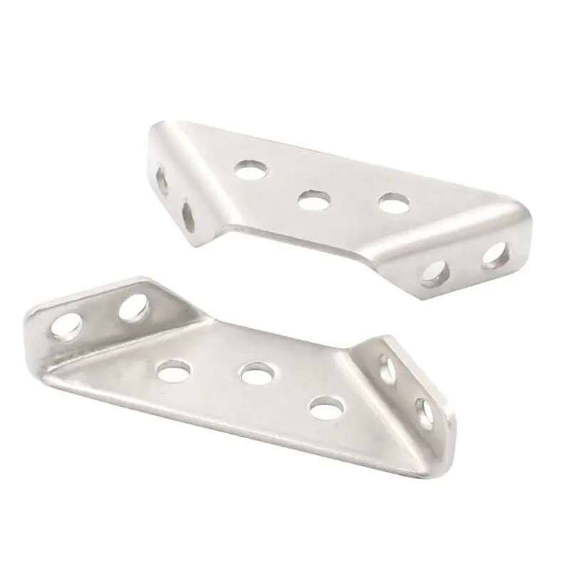Brushed Stainless Steel Trapeziform Angle Braces - Desk Edge Support, Connecting Furniture Joints & Corner Boards - 70x22x12mm, Pack of 10