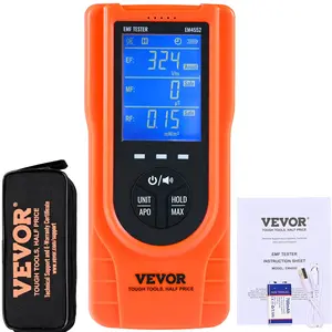 【FathersDayGift】 VEVOR 3-in-1 EMF Meter, 5Hz - 3.5GHz, Handheld Rechargeable Electromagnetic Field Radiation Detector, Digital LCD EMF Tester for EF MF RF Home Inspections Outdoor Ghost Hunting Paranormal Equipment Tool Portable