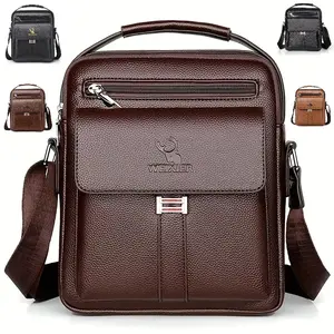 【Local Delivery】Maxoner PU Leather Men's Shoulder Bag Waterproof Carry-on Messenger Backpack with Adjustable Strap & Multiple Pockets Perfect Gift for Him