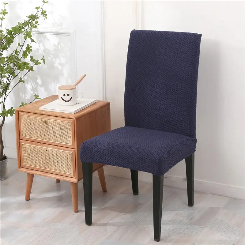 2/4/6-piece thickened jacquard elastic chair cover, simple pattern, polyester fiber, for stylish furniture protection, durable modern dining chair covers set, pet-friendly, Stretch Dining Chair Slipcovers